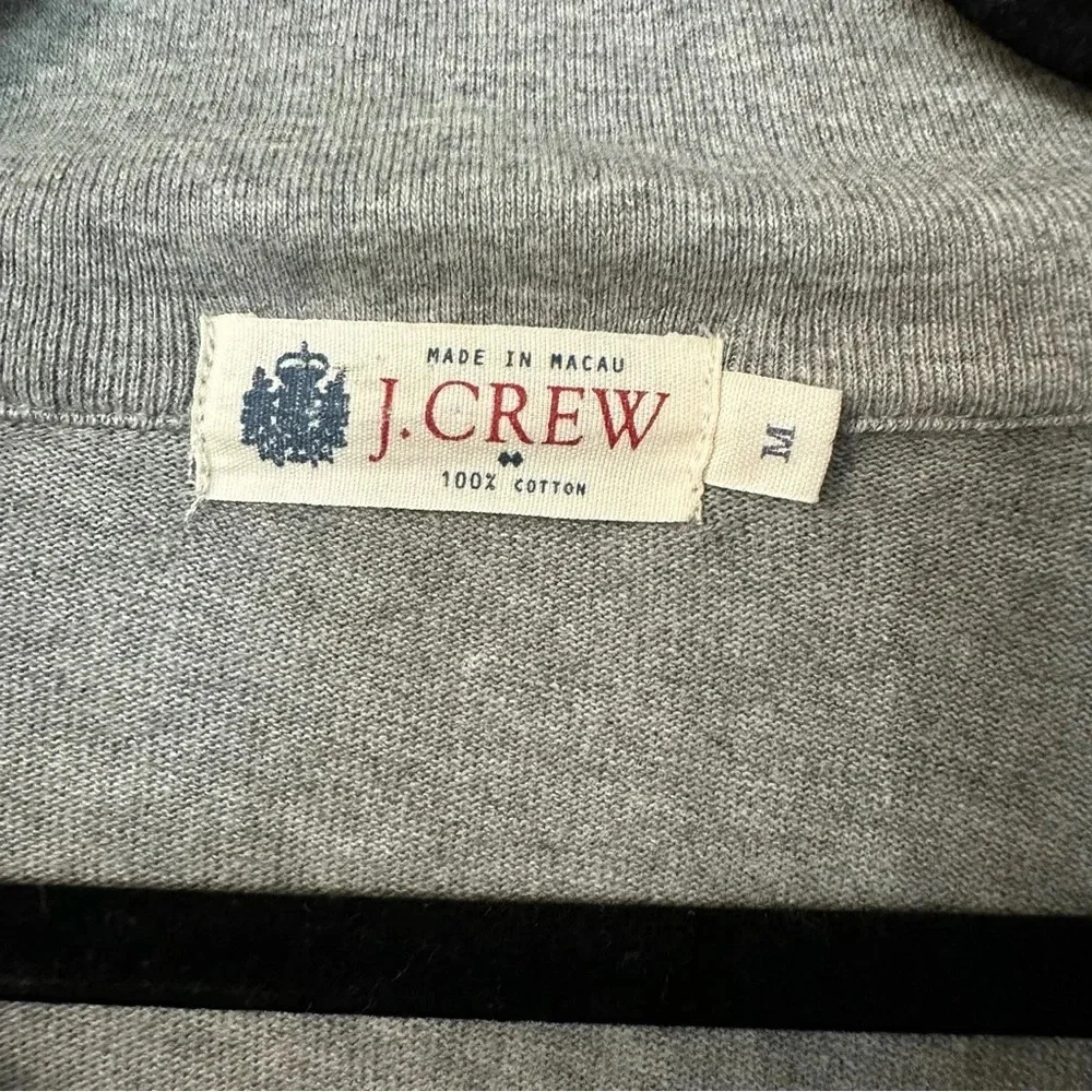 J. Crew Men's Light Gray Long Sleeve 1/4 Zip Cotton Pullover Size M GUC